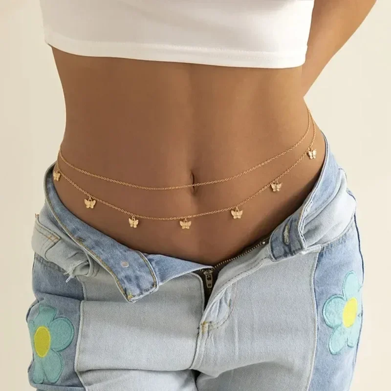 Body Jewelry For Sale - Новый очаровательный сексуальный двухслойный цепочка-бабочка для