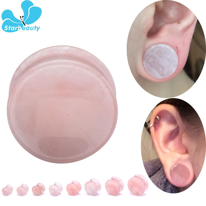 Body Jewelry Gauge Sizes - 2 шт. розовый кварц органический камень