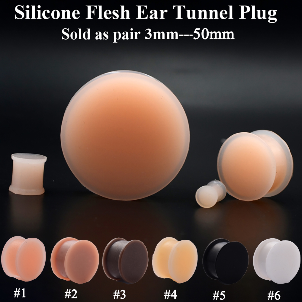 Body Jewelry Gauge Sizes - 1 пара силиконовых гибких толстых расклешенных