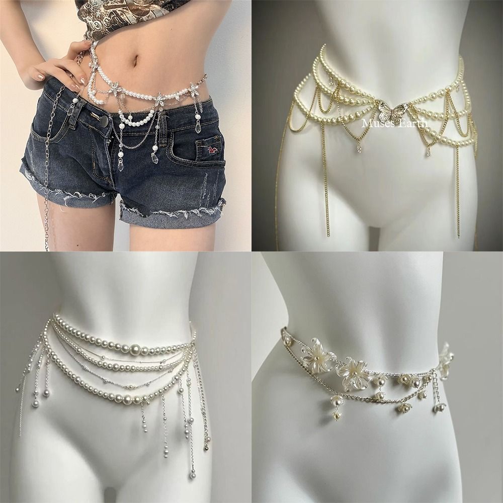 Body Jewelry For Sale - Модные элегантные жемчужные поясные цепочки, аксессуар