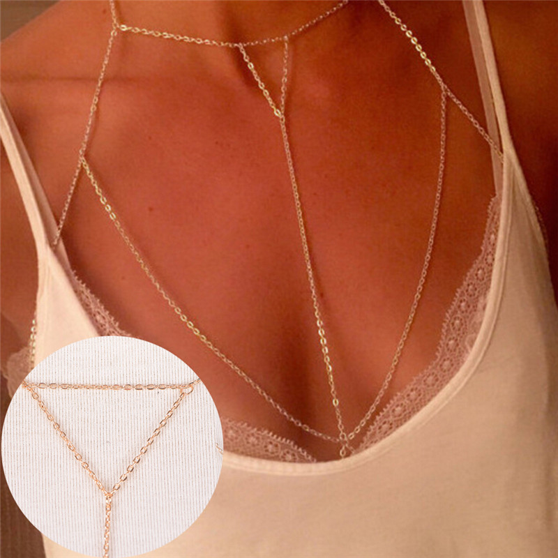 Женское многослойное колье с V – обзор и цена Body Jewelry Bra