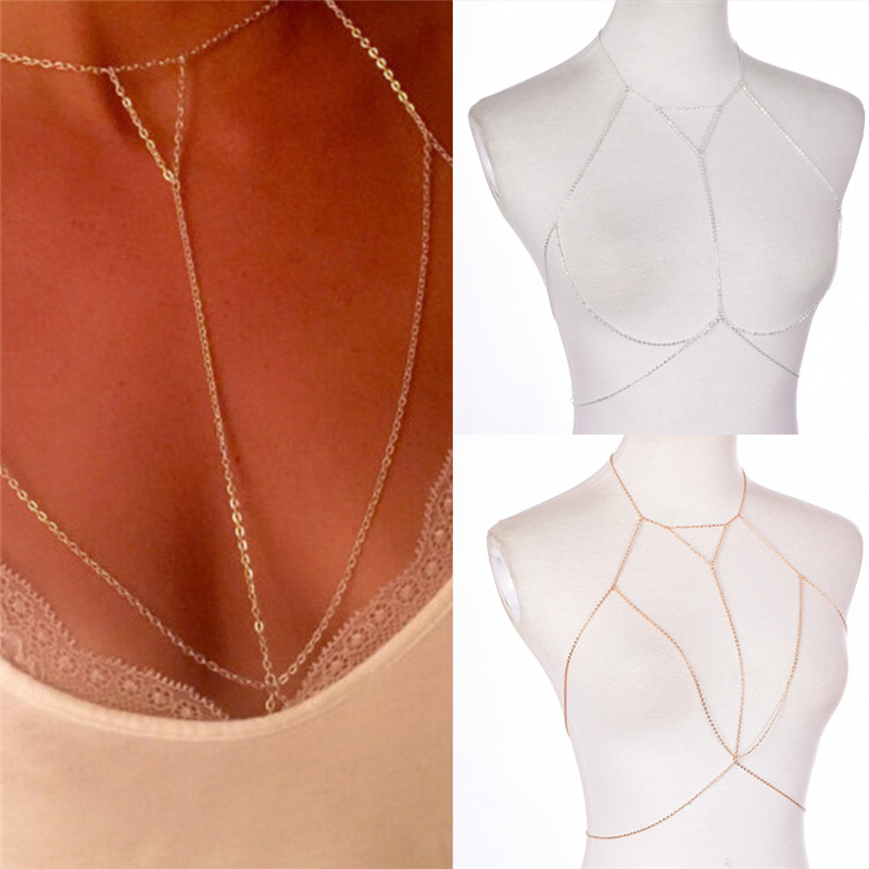 Женское многослойное колье с V – обзор и цена Body Jewelry Bra