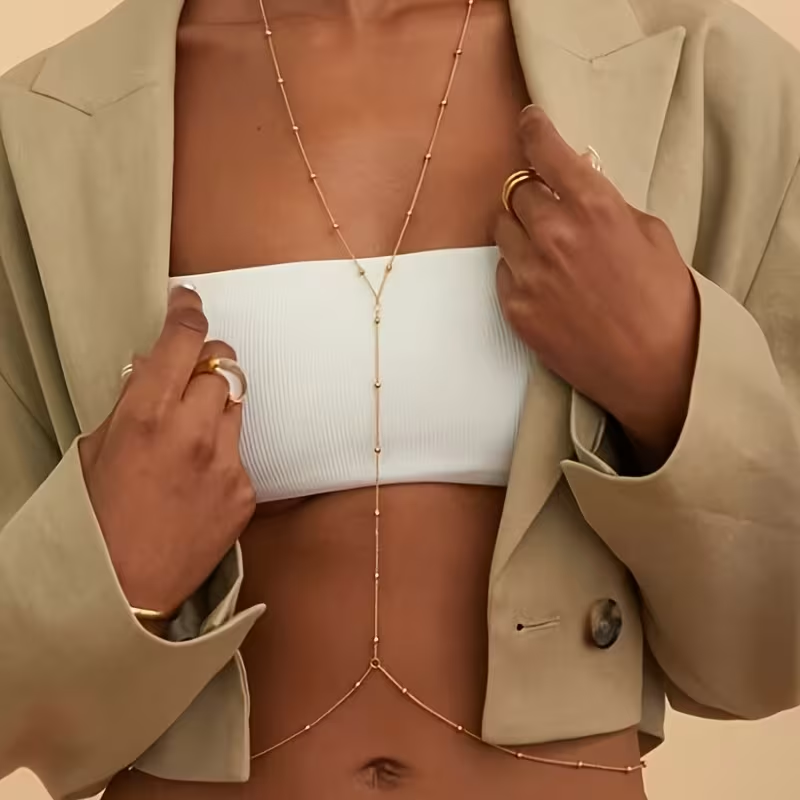 Модная простая цепочка с бусин – обзор и цена Body Jewelry Bra
