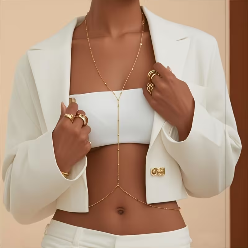 Модная простая цепочка с бусин – обзор и цена Body Jewelry Bra